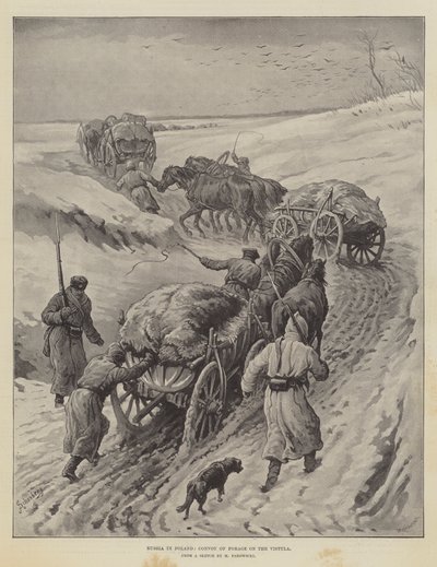 Russia in Poland, Convoy of Forage on the Vistula by Johann Nepomuk Schonberg